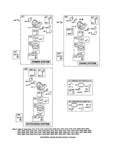 Carburetor Diagram and Parts List for 123K00 0005-3717 Briggs and Stratton Engine